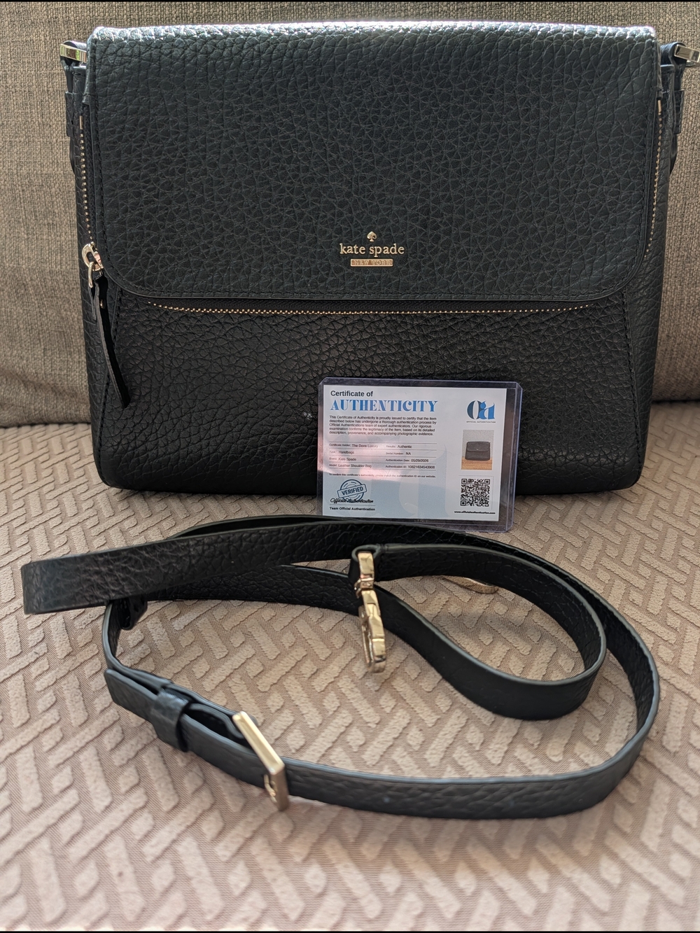 kate spade Georgia Carter Black Pebbled Leather Crossbody Shoulder Bag EUC